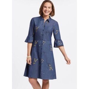 DRAPER JAMES Women’s Blue CHAMBRAY Button Front Dress Size 2 MINT